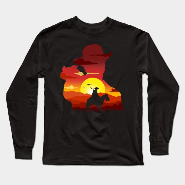 Arthur Morgan SunSet Silhouette Long Sleeve T-Shirt by Meca-artwork